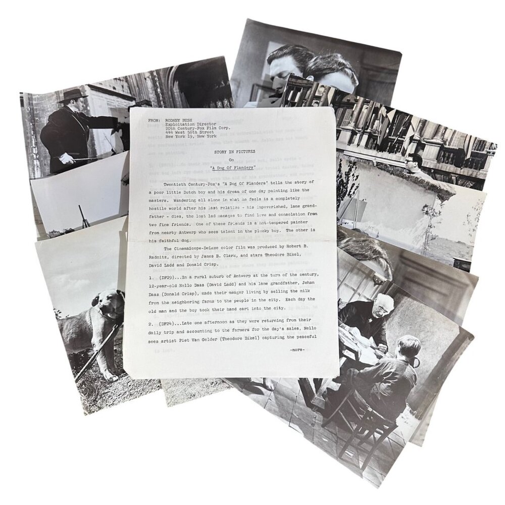 Vintage 1959 "A Dog Of Flanders" Fan Biography & Movie Stills Set Twentieth Cent - Picture 1 of 6